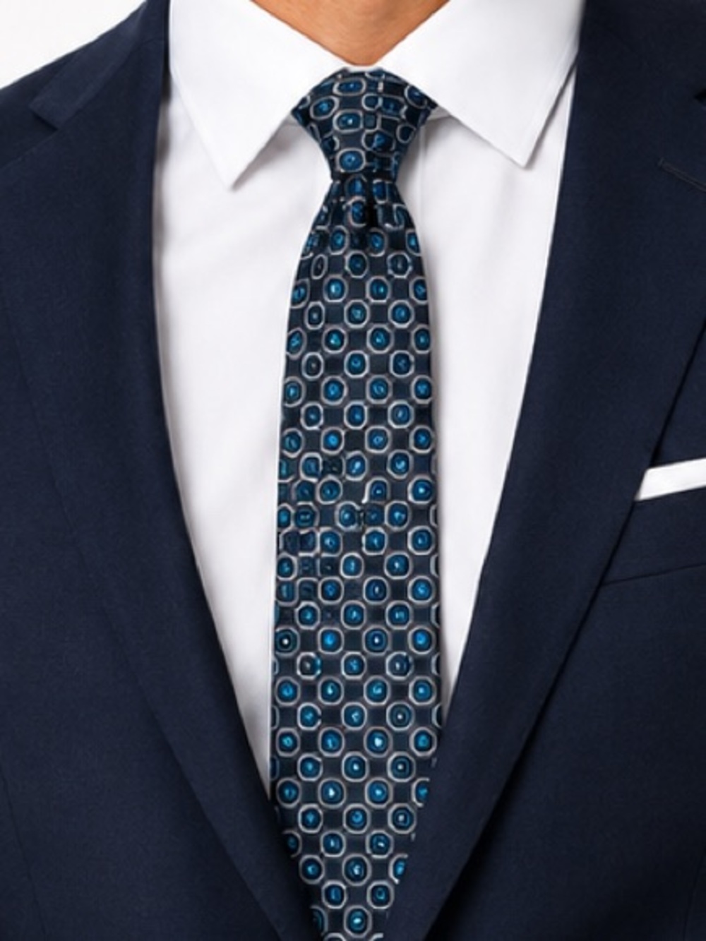 Alexander Julian Navy Blue Tie with Light Blue Geometric Dots